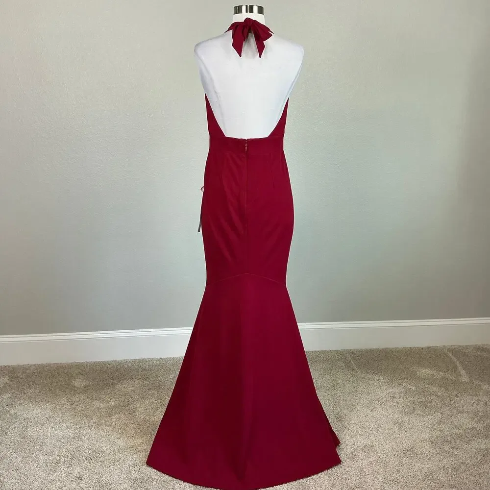 Dress the Population Women's Formal Dress Size Small Red Backless Mermaid Gown - Picture 3 of 12